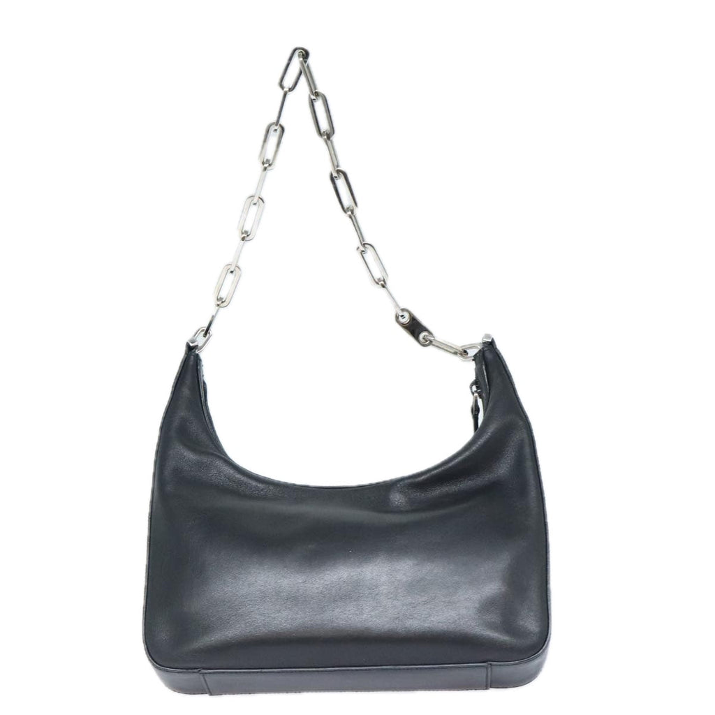 GUCCI Chain Shoulder Bag Leather Black Silver 001 3873 3754 yk15085