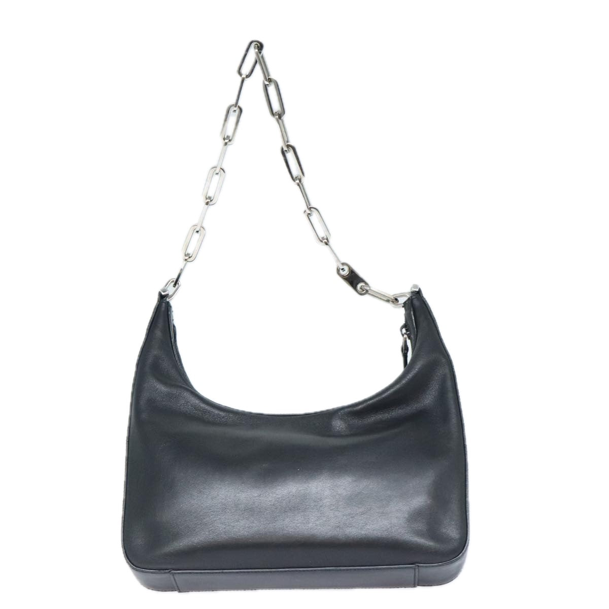 GUCCI Chain Shoulder Bag Leather Black Silver 001 3873 3754 yk15085