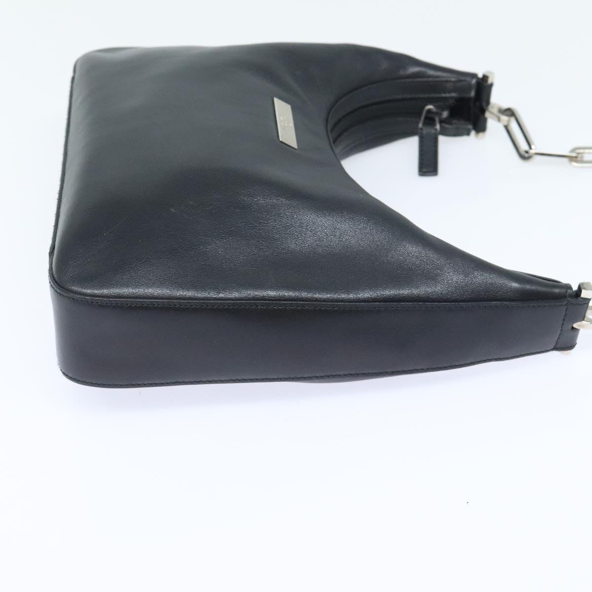 GUCCI Chain Shoulder Bag Leather Black Silver 001 3873 3754 yk15085