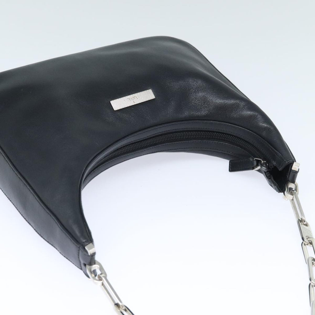 GUCCI Chain Shoulder Bag Leather Black Silver 001 3873 3754 yk15085