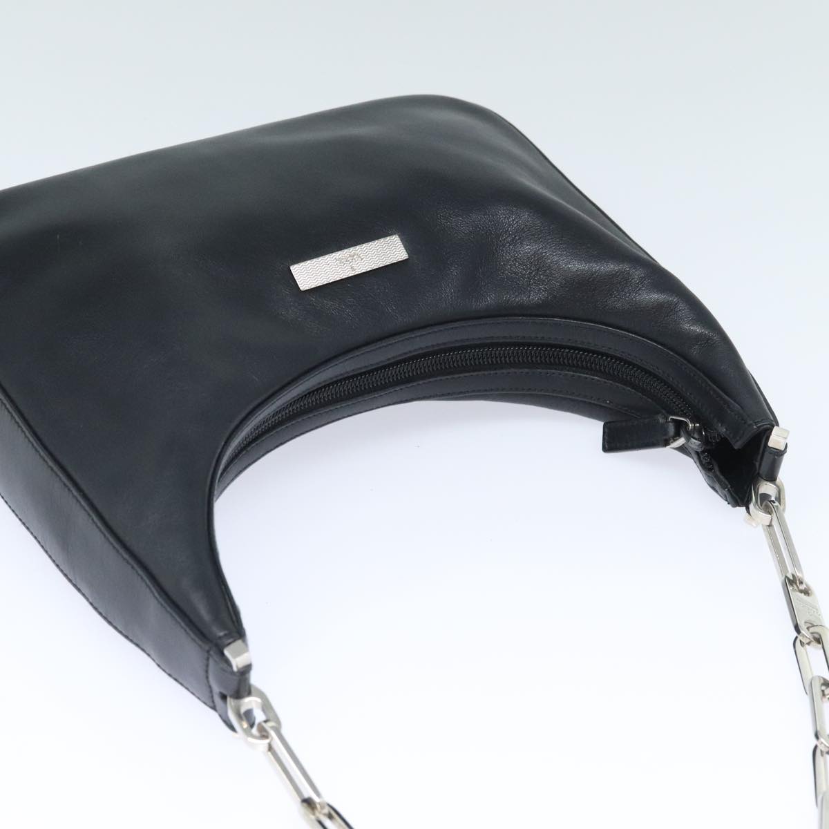 GUCCI Chain Shoulder Bag Leather Black Silver 001 3873 3754 yk15085