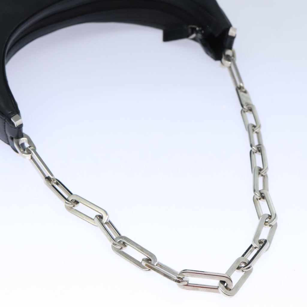 GUCCI Chain Shoulder Bag Leather Black Silver 001 3873 3754 yk15085