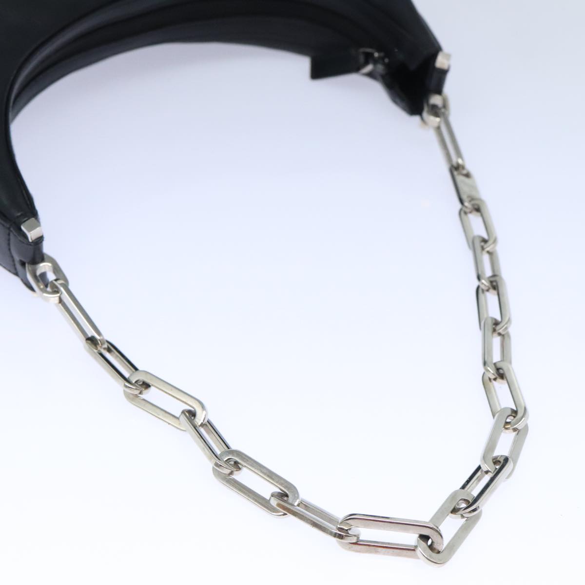 GUCCI Chain Shoulder Bag Leather Black Silver 001 3873 3754 yk15085