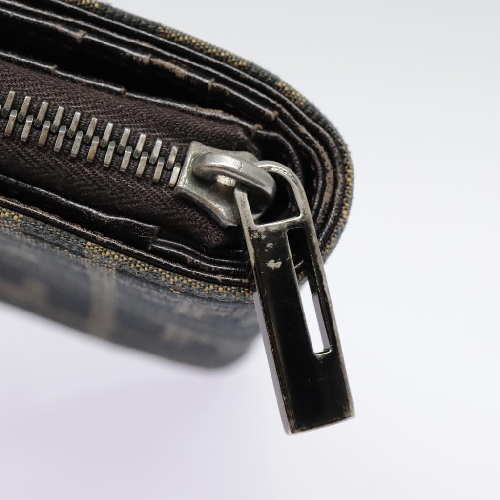 FENDI Zucca Canvas Compact Wallet Black Brown Silver yk15087