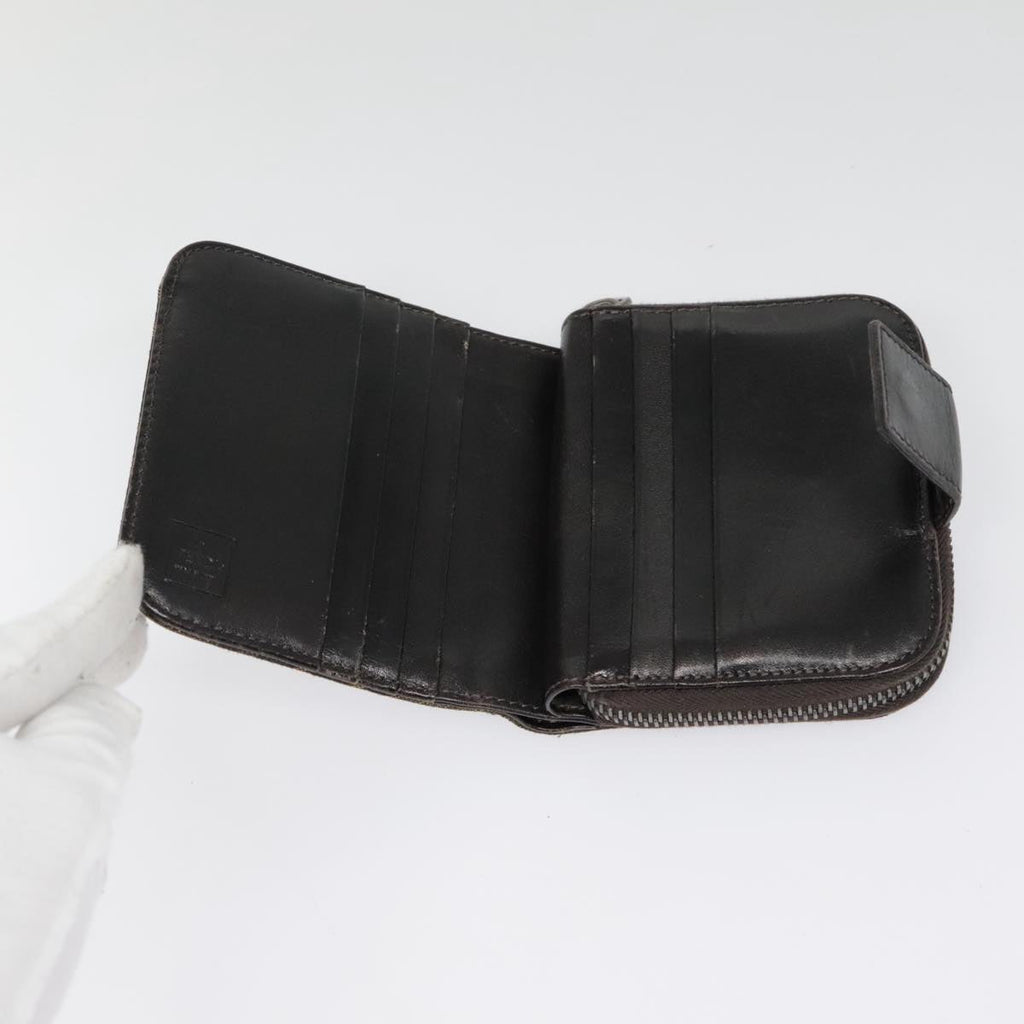 FENDI Zucca Canvas Compact Wallet Black Brown Silver yk15087