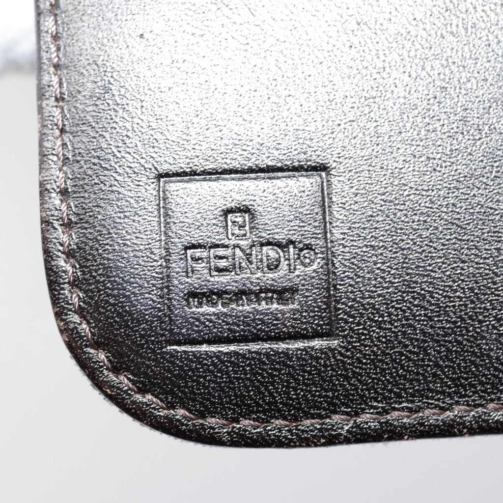 FENDI Zucca Canvas Compact Wallet Black Brown Silver yk15087