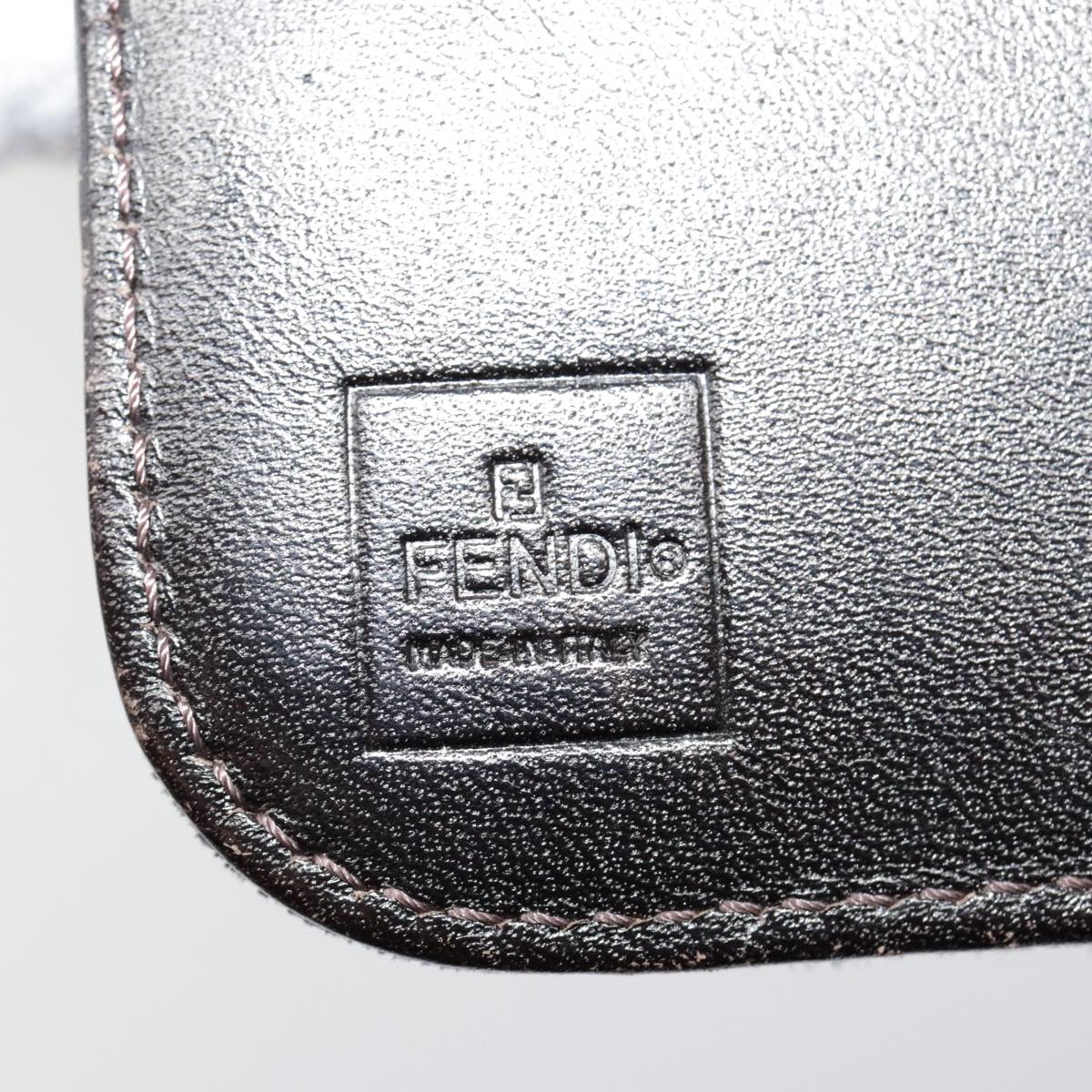 FENDI Zucca Canvas Compact Wallet Black Brown Silver yk15087