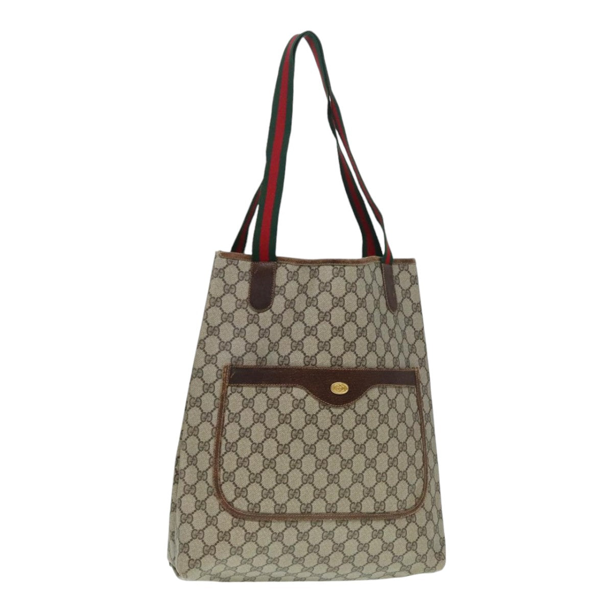 GUCCI GG Supreme Web Sherry Line Tote Bag PVC Beige Red 16 002 4487 yk15139