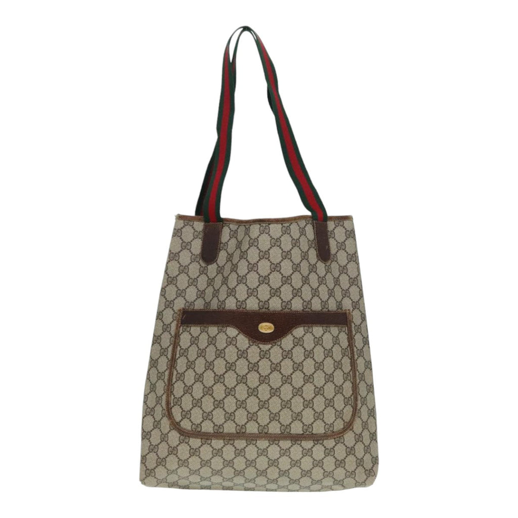 GUCCI GG Supreme Web Sherry Line Tote Bag PVC Beige Red 16 002 4487 yk15139