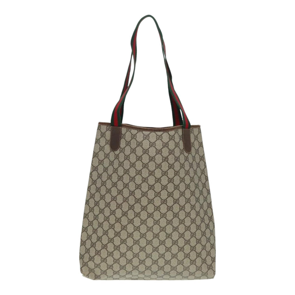 GUCCI GG Supreme Web Sherry Line Tote Bag PVC Beige Red 16 002 4487 yk15139