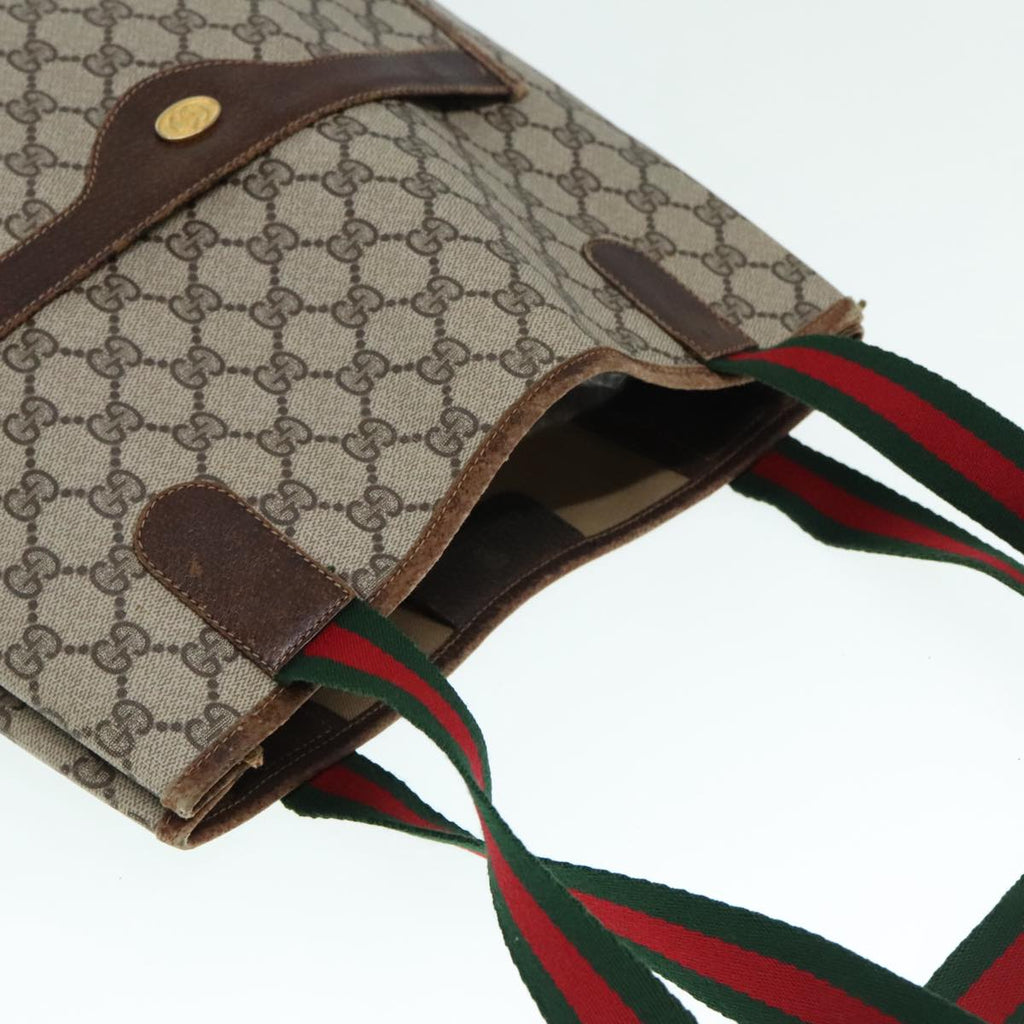GUCCI GG Supreme Web Sherry Line Tote Bag PVC Beige Red 16 002 4487 yk15139
