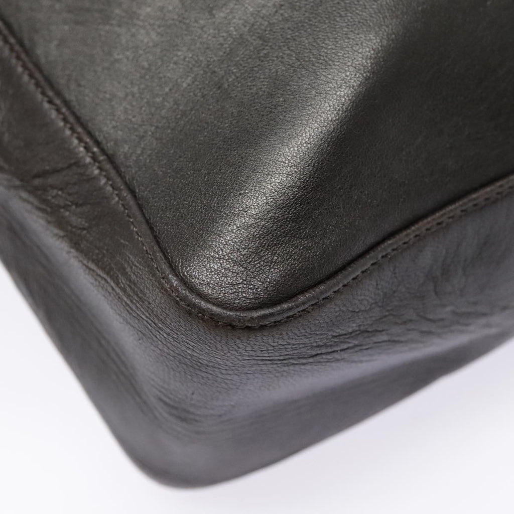 FENDI Hand Bag Leather Brown Silver yk15150