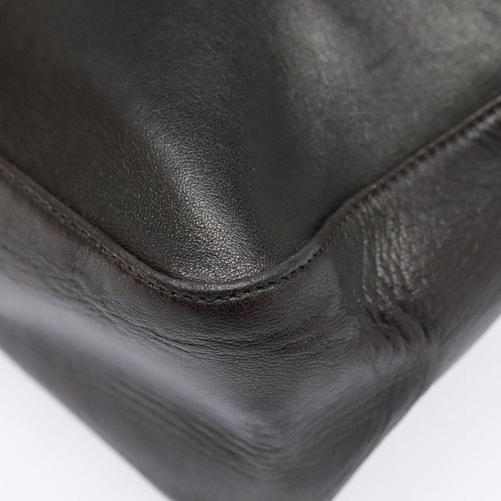 FENDI Hand Bag Leather Brown Silver yk15150