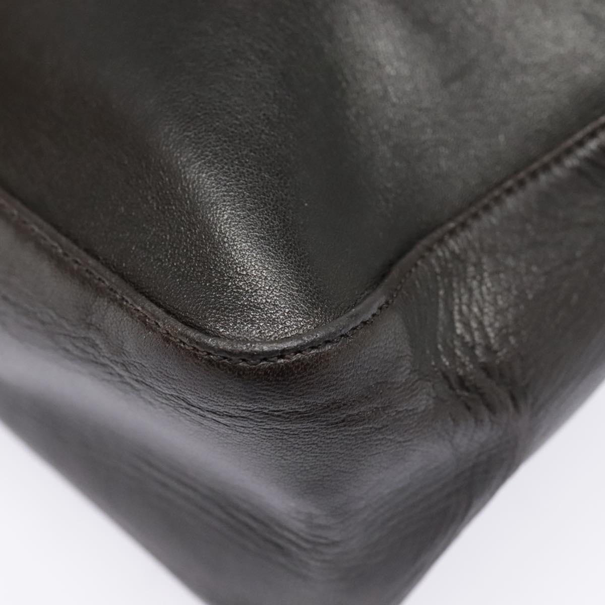 FENDI Hand Bag Leather Brown Silver yk15150