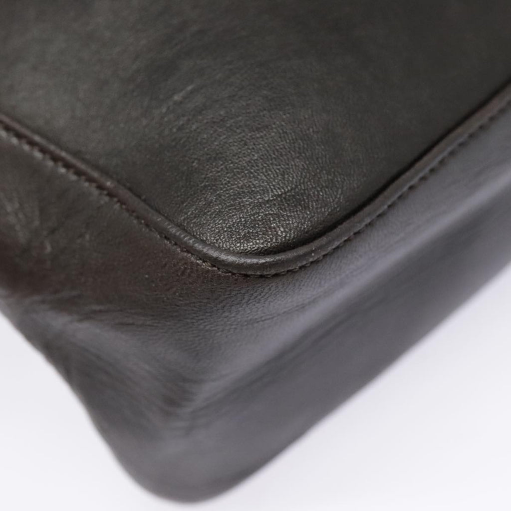 FENDI Hand Bag Leather Brown Silver yk15150