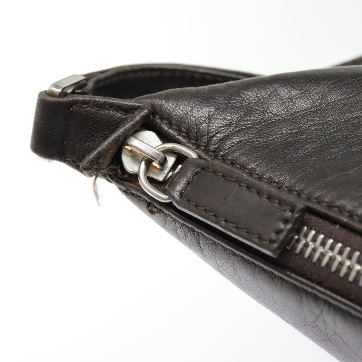 FENDI Hand Bag Leather Brown Silver yk15150