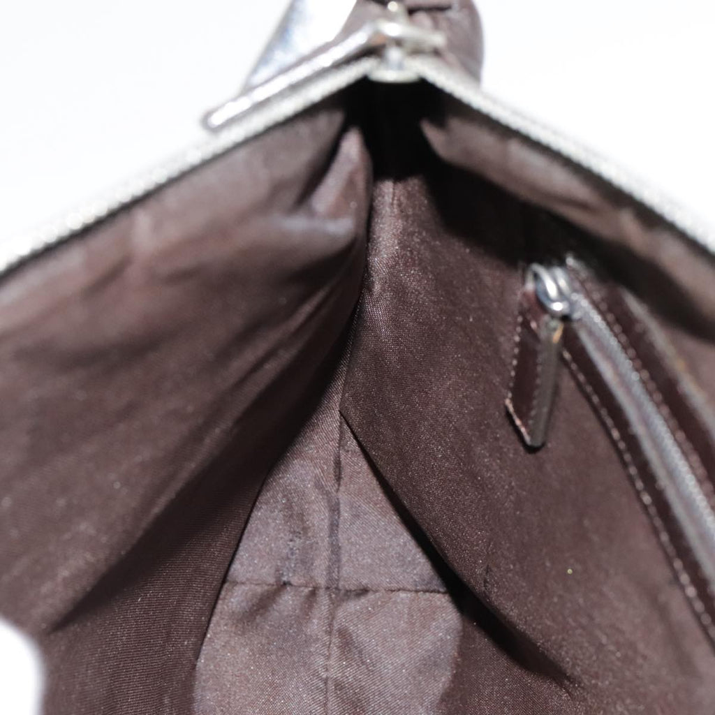 FENDI Hand Bag Leather Brown Silver yk15150
