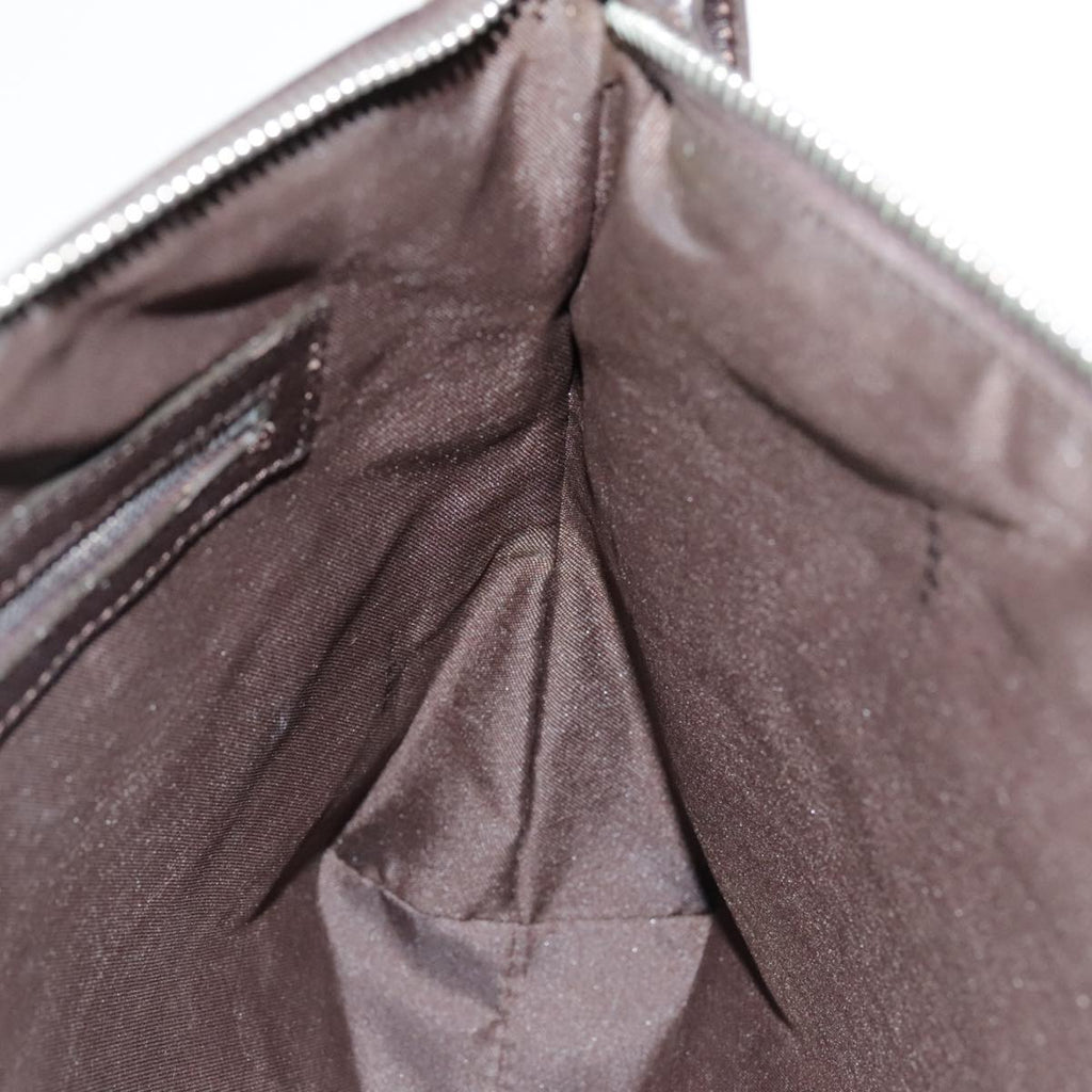FENDI Hand Bag Leather Brown Silver yk15150