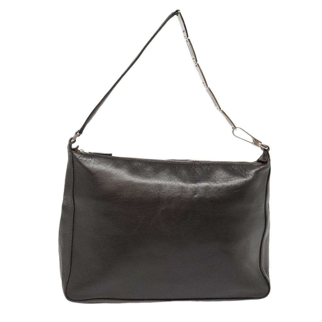 FENDI Hand Bag Leather Brown Silver yk15150