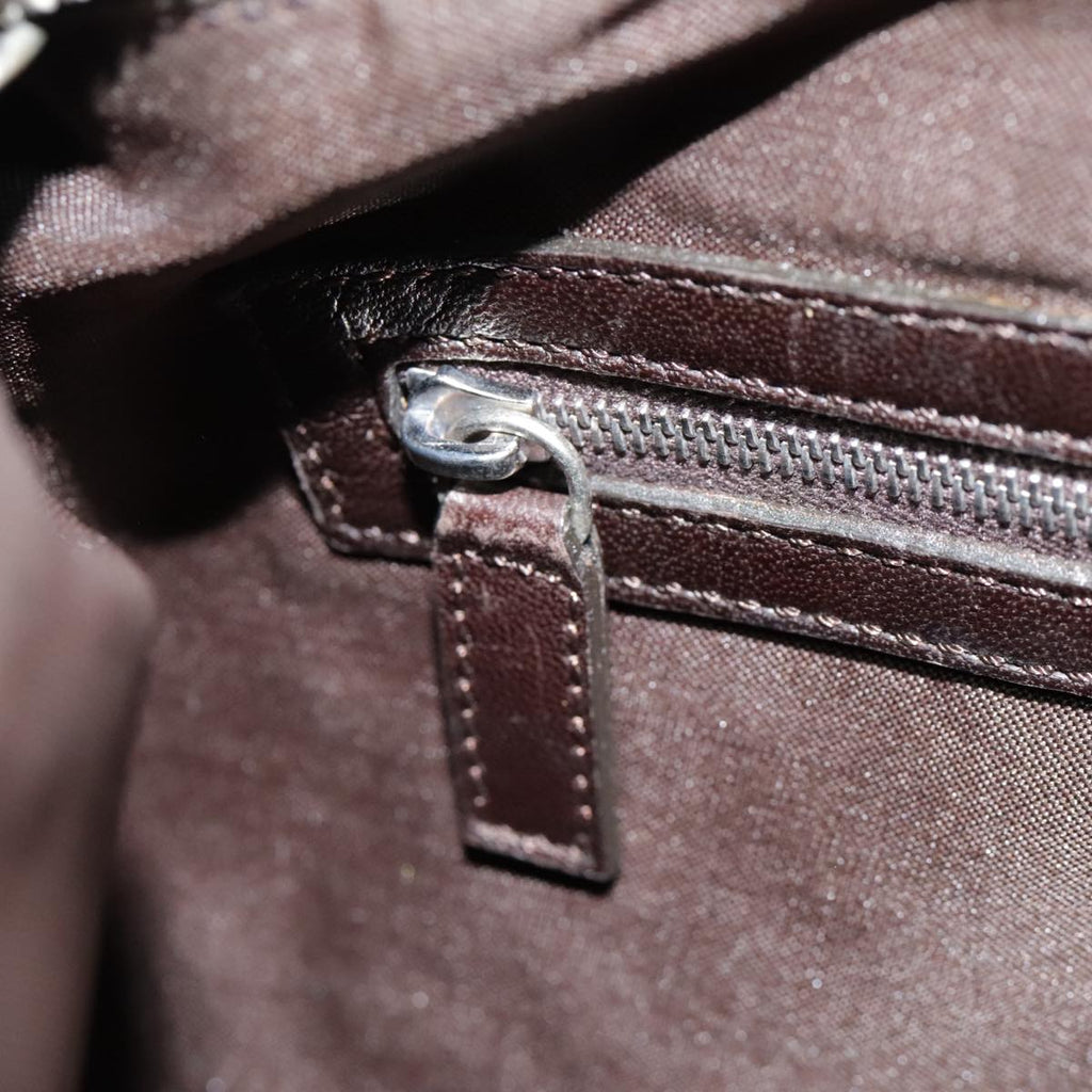 FENDI Hand Bag Leather Brown Silver yk15150