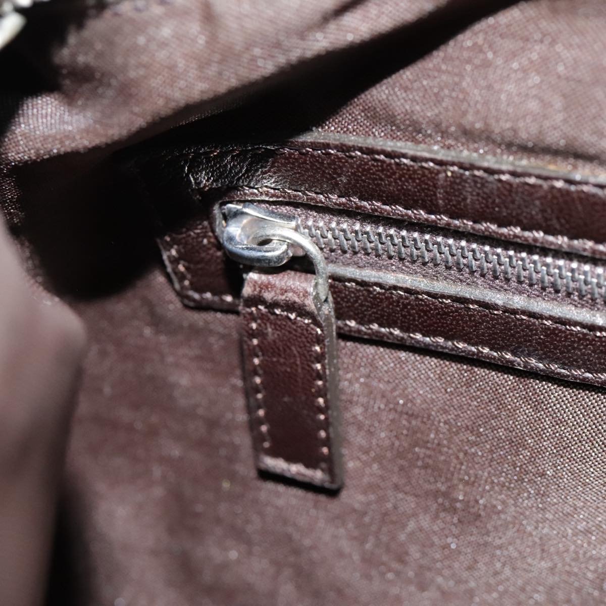 FENDI Hand Bag Leather Brown Silver yk15150
