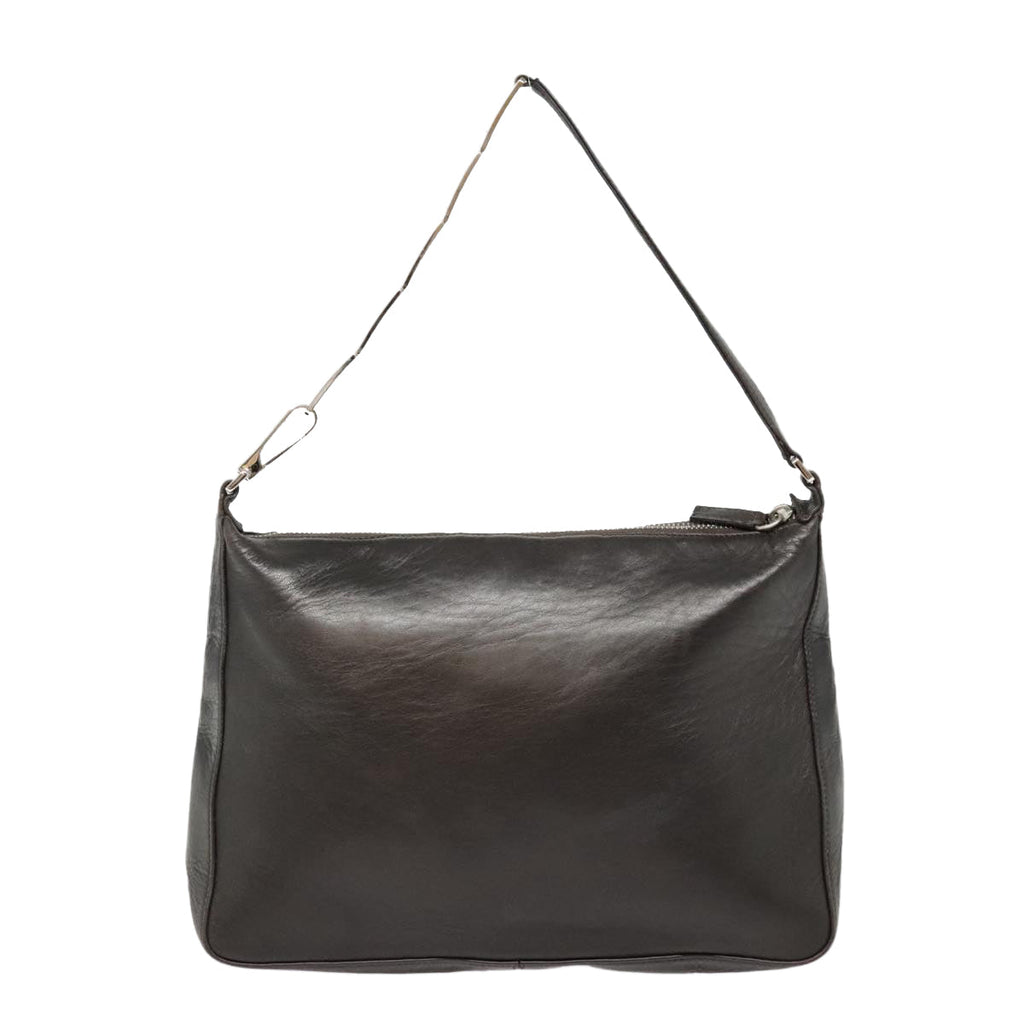 FENDI Hand Bag Leather Brown Silver yk15150