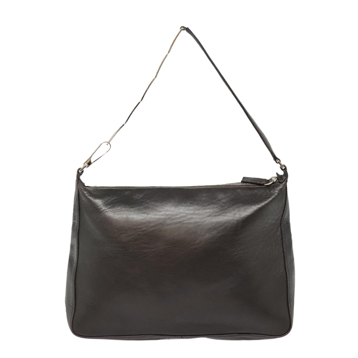 FENDI Hand Bag Leather Brown Silver yk15150