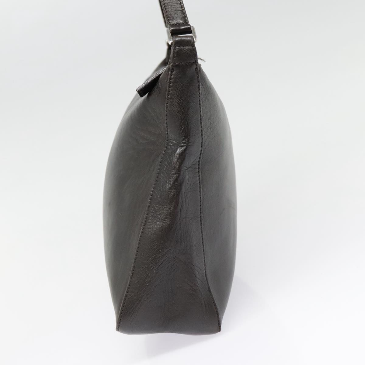 FENDI Hand Bag Leather Brown Silver yk15150