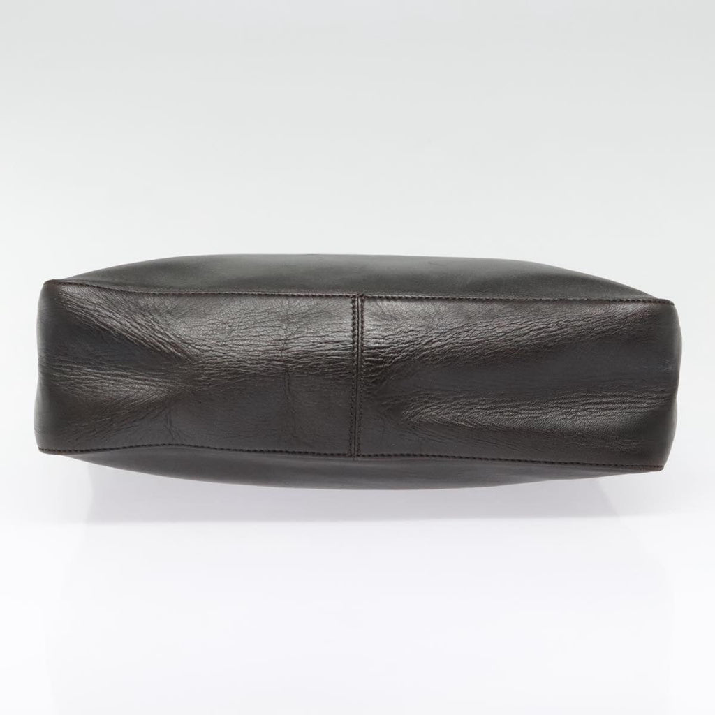 FENDI Hand Bag Leather Brown Silver yk15150