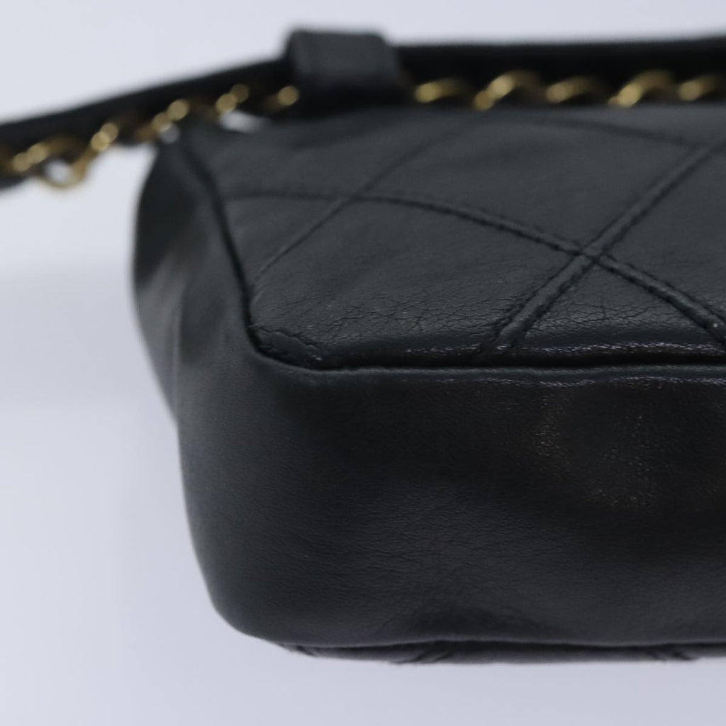 CHANEL Bicolore Chain Waist bag Leather Black Gold CC yk15152