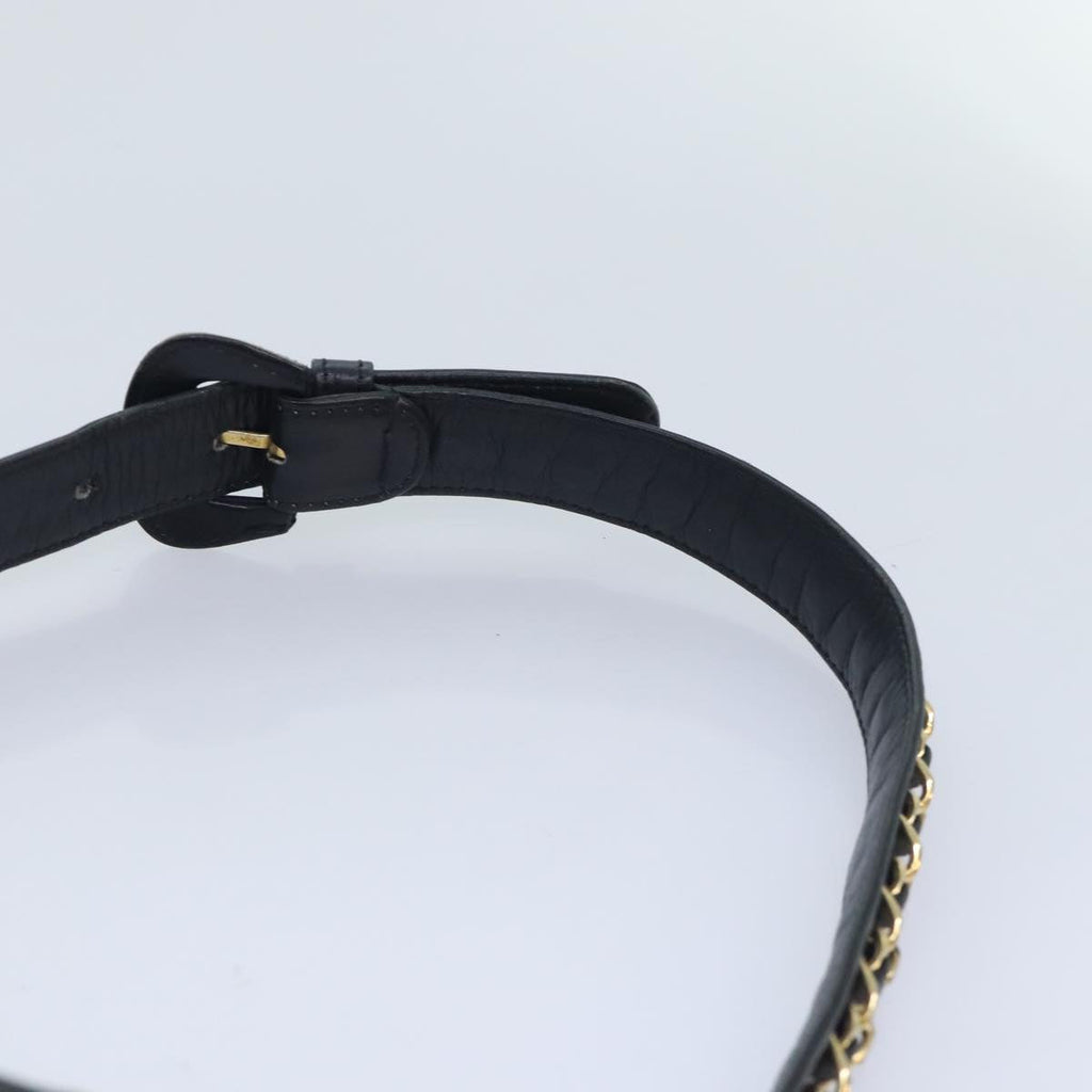 CHANEL Bicolore Chain Waist bag Leather Black Gold CC yk15152