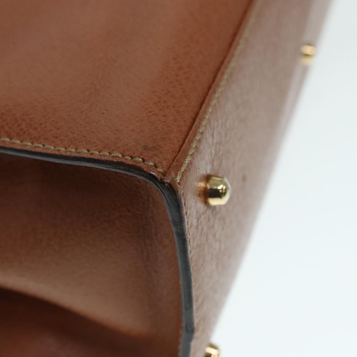 GUCCI Ready lock Hand Bag Leather Brown Gold yk15154