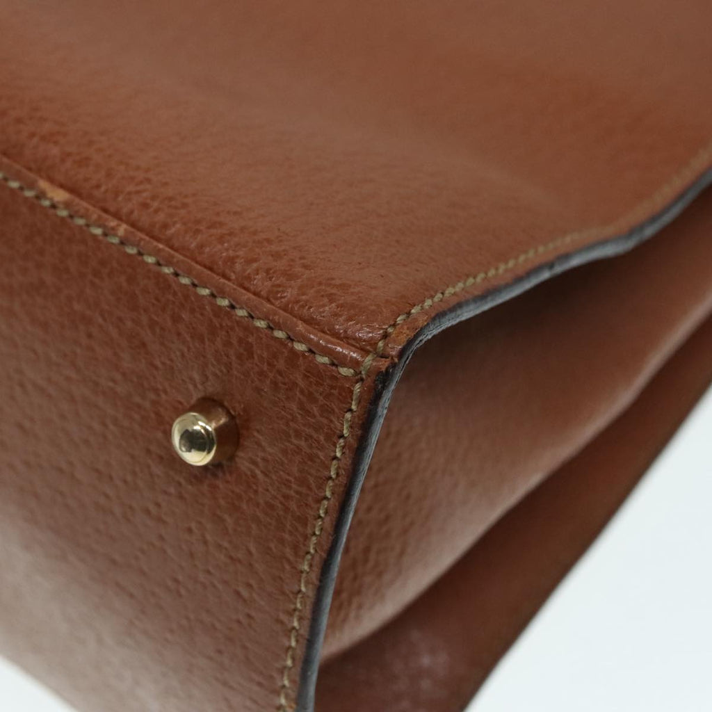 GUCCI Ready lock Hand Bag Leather Brown Gold yk15154