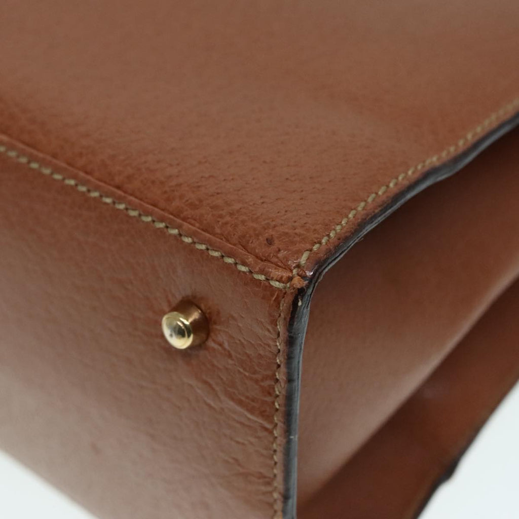 GUCCI Ready lock Hand Bag Leather Brown Gold yk15154