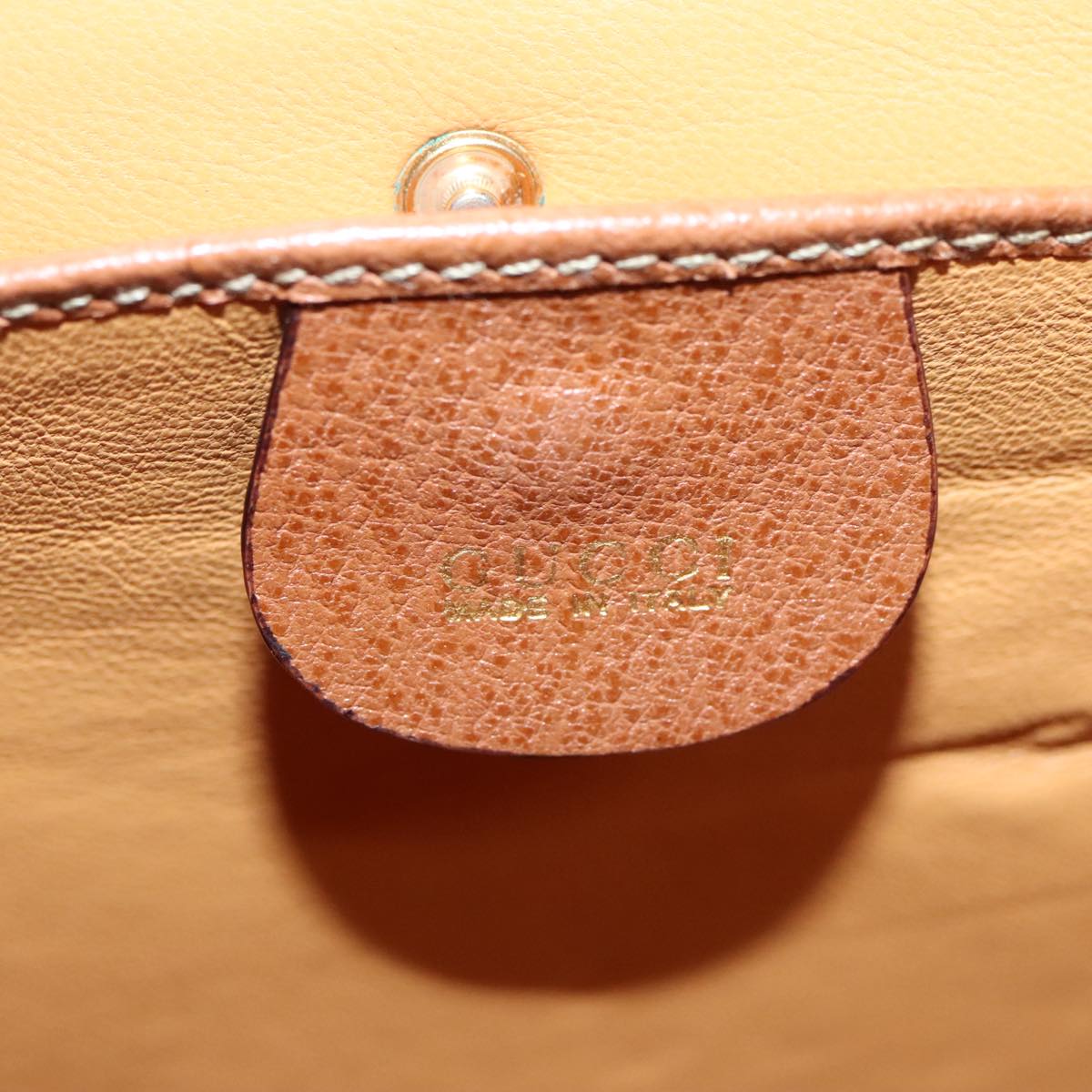 GUCCI Ready lock Hand Bag Leather Brown Gold yk15154