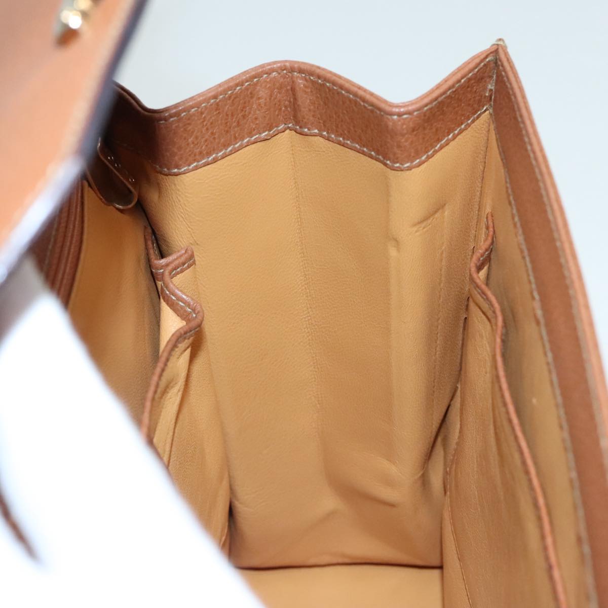 GUCCI Ready lock Hand Bag Leather Brown Gold yk15154