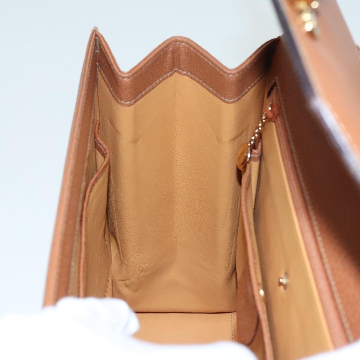 GUCCI Ready lock Hand Bag Leather Brown Gold yk15154