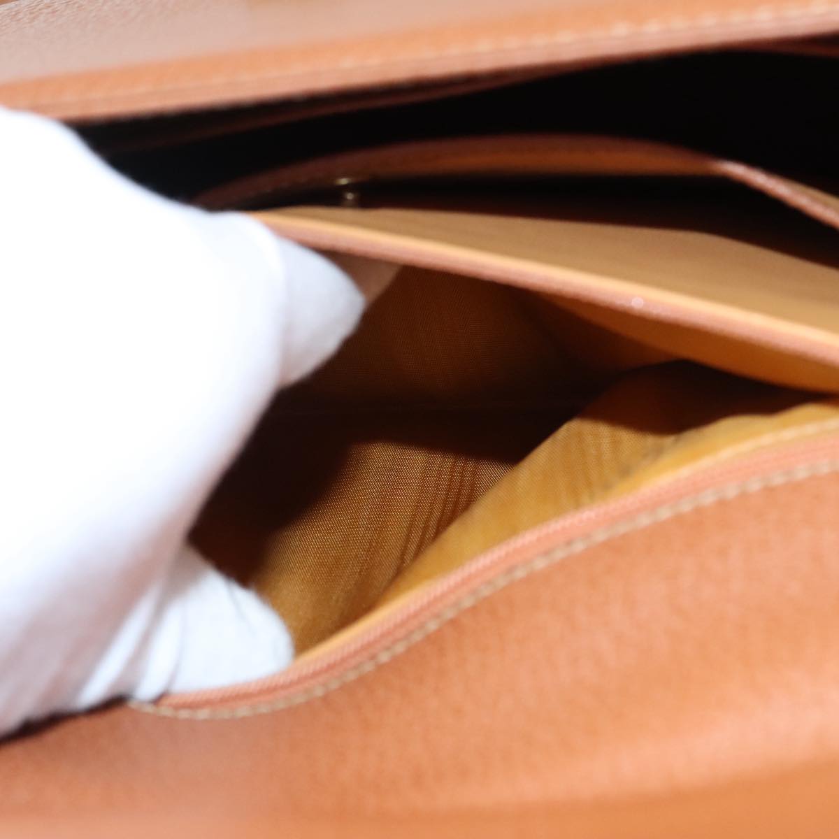 GUCCI Ready lock Hand Bag Leather Brown Gold yk15154