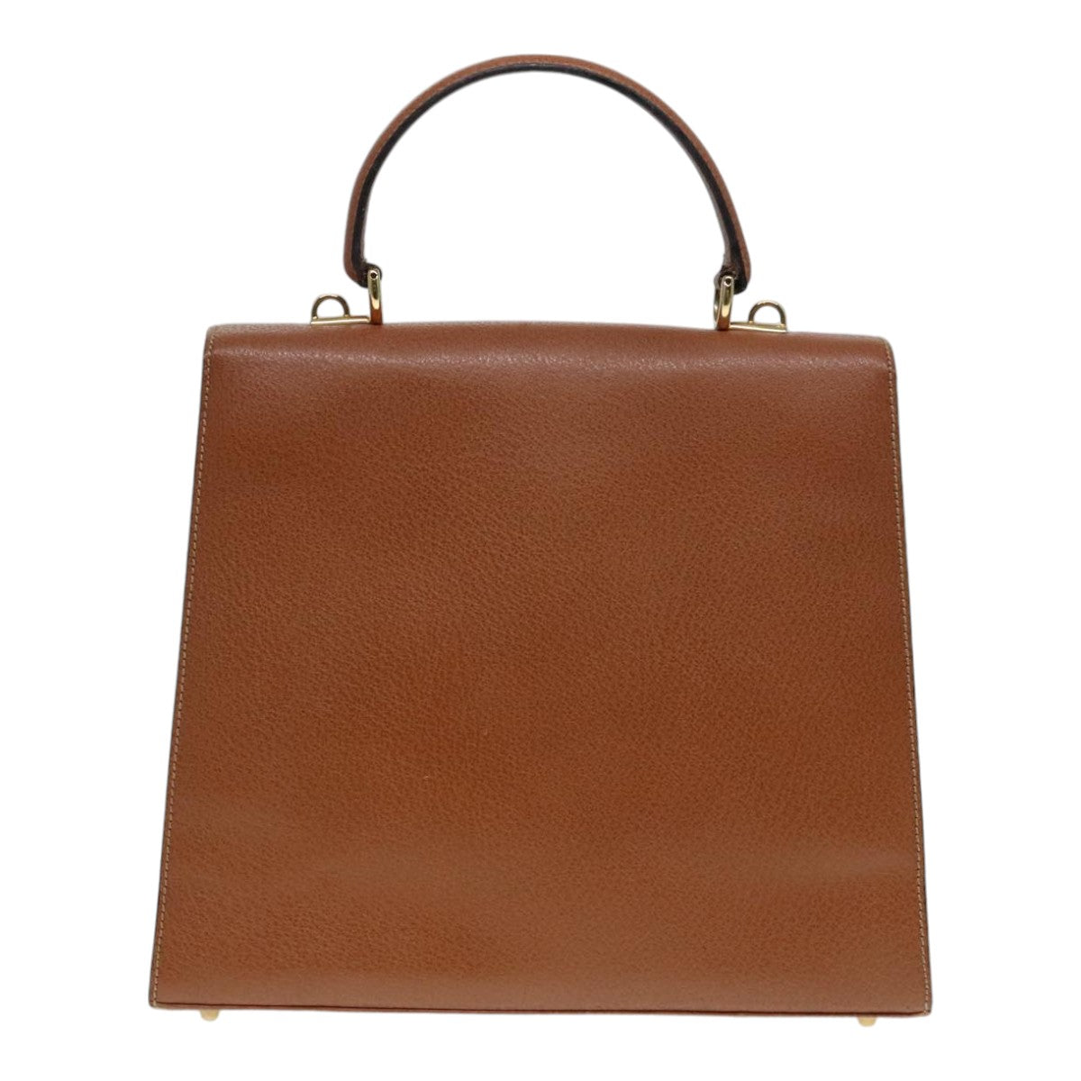 GUCCI Ready lock Hand Bag Leather Brown Gold yk15154