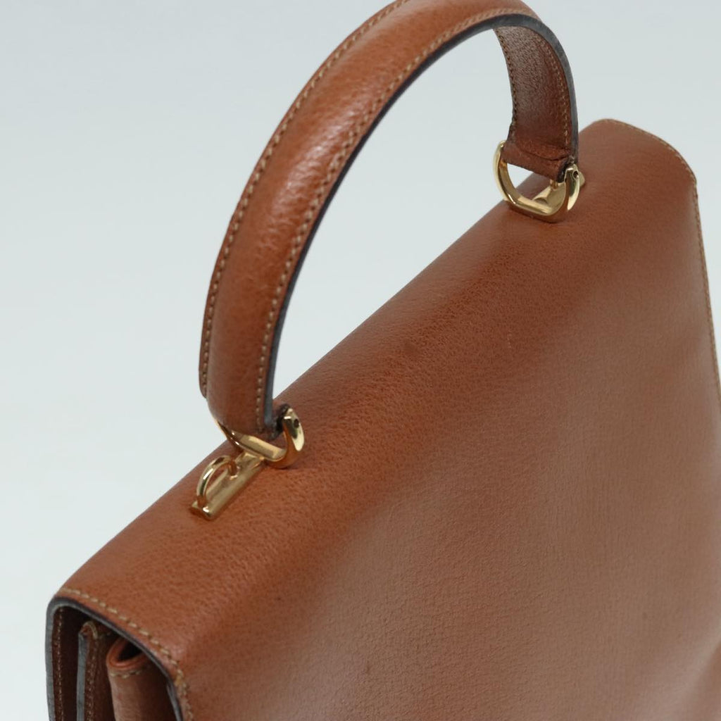 GUCCI Ready lock Hand Bag Leather Brown Gold yk15154