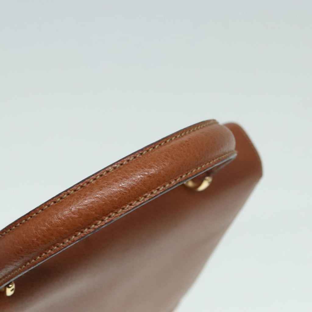 GUCCI Ready lock Hand Bag Leather Brown Gold yk15154