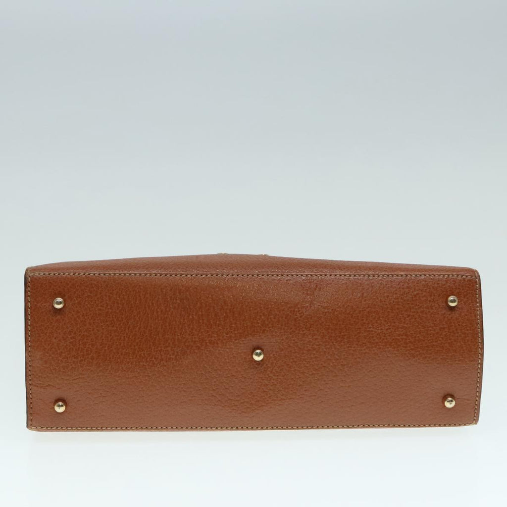 GUCCI Ready lock Hand Bag Leather Brown Gold yk15154