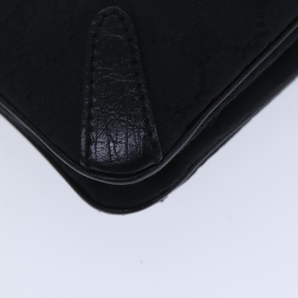 GUCCI GG Canvas Horsebit Shoulder Bag Black Silver 114913 yk15158