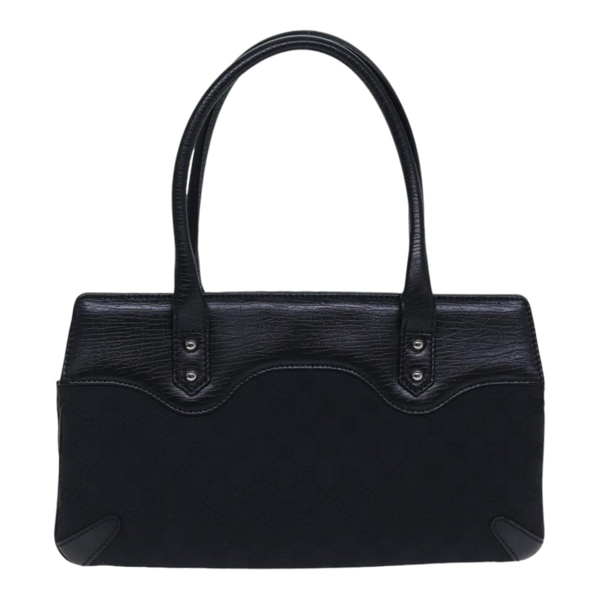 GUCCI GG Canvas Horsebit Shoulder Bag Black Silver 114913 yk15158