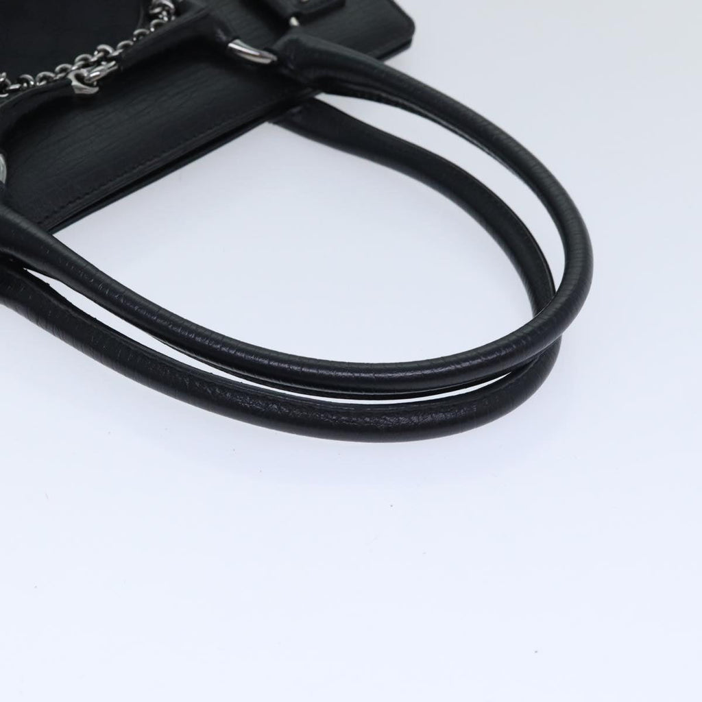 GUCCI GG Canvas Horsebit Shoulder Bag Black Silver 114913 yk15158