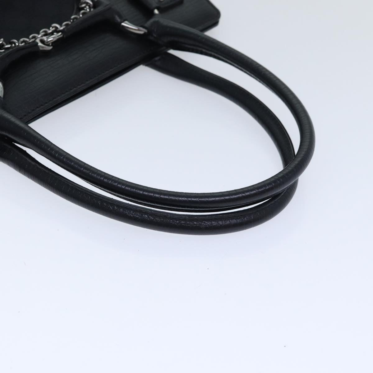 GUCCI GG Canvas Horsebit Shoulder Bag Black Silver 114913 yk15158