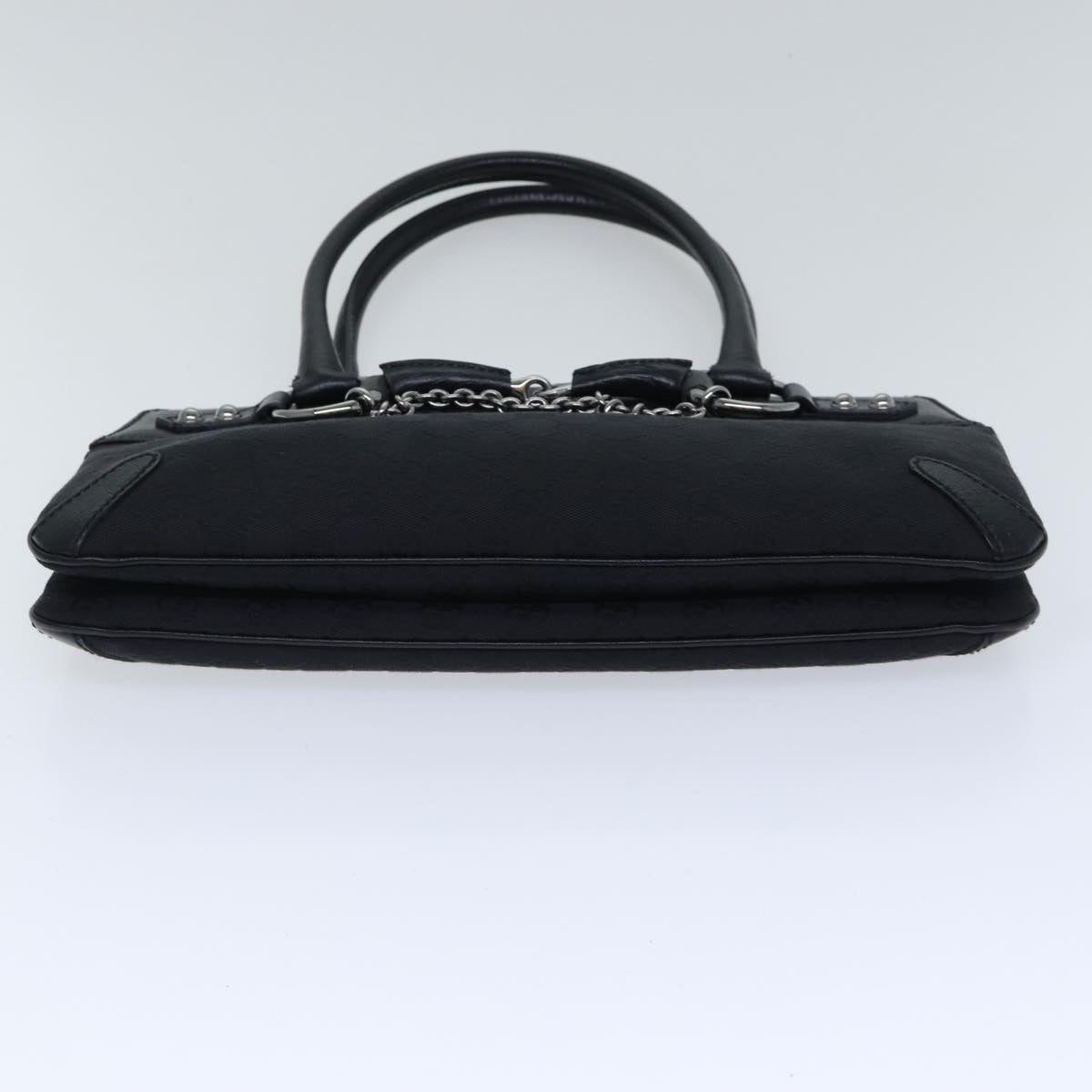 GUCCI GG Canvas Horsebit Shoulder Bag Black Silver 114913 yk15158