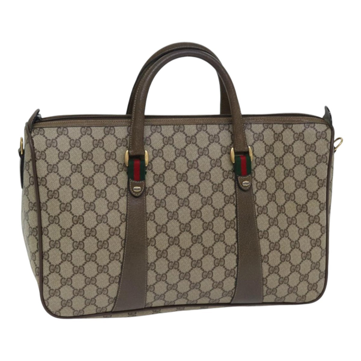 GUCCI GG Supreme Web Sherry Line Hand Bag PVC Beige Gold 39 02 041 yk15162