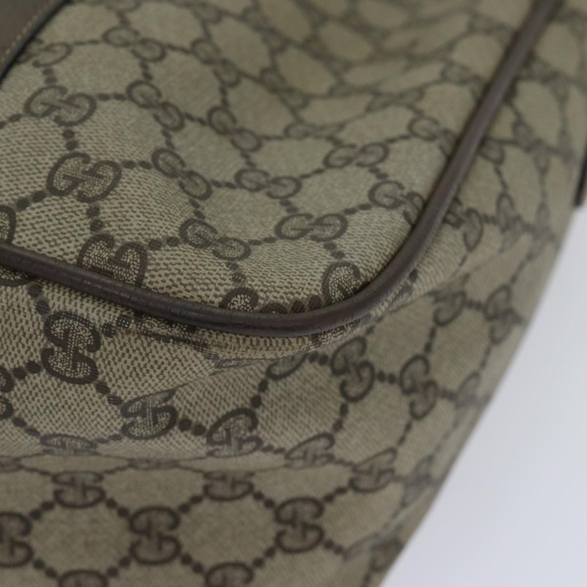 GUCCI GG Supreme Web Sherry Line Hand Bag PVC Beige Gold 39 02 041 yk15162