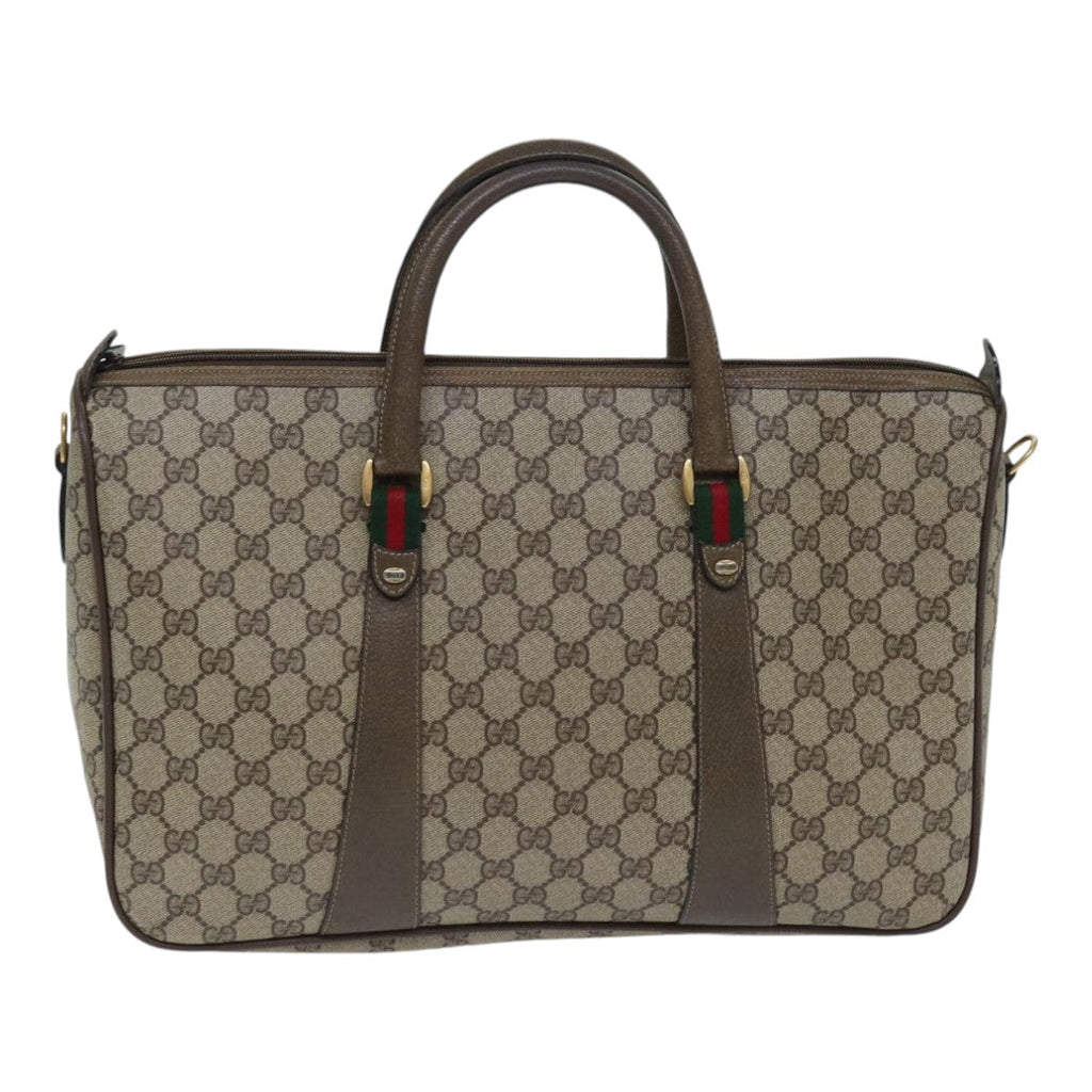 GUCCI GG Supreme Web Sherry Line Hand Bag PVC Beige Gold 39 02 041 yk15162